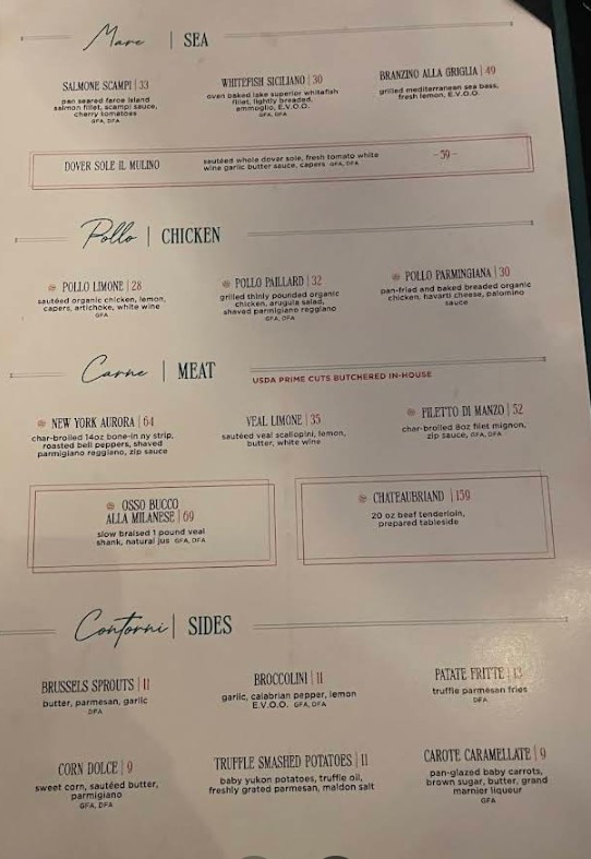 Aurora Italiana Menu | Fine Italian Dining in West Bloomfield