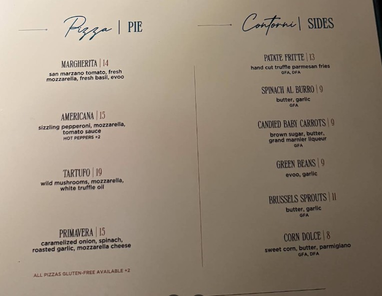 Aurora Italiana Menu | Fine Italian Dining in West Bloomfield